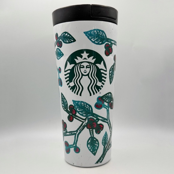 Starbucks Other - Starbucks 2016 holiday insulated stainless steel tumbler White Holly Berry 16 oz
